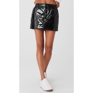 Alo Yoga Snomoto Quilted Mini Skirt Black Puffer Womens Medium Athleisure